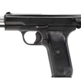 m57a pistol blued open slide left angle