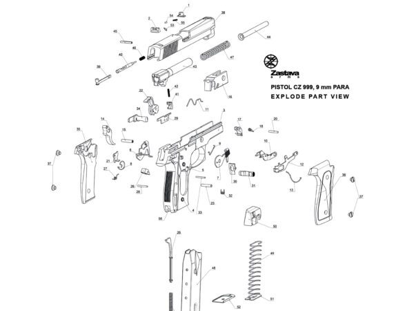 Parts Handguns exploded view cz999 pistol