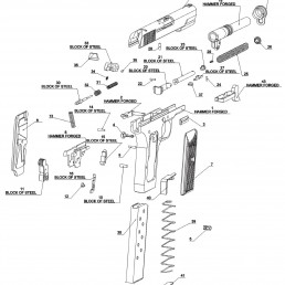 Parts Handguns chart exploded view m57aa pistol
