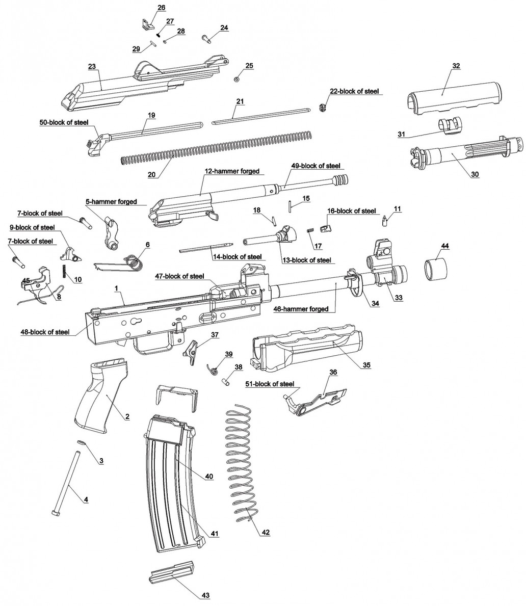 zpap 85 firearm exploded zoom in detail view