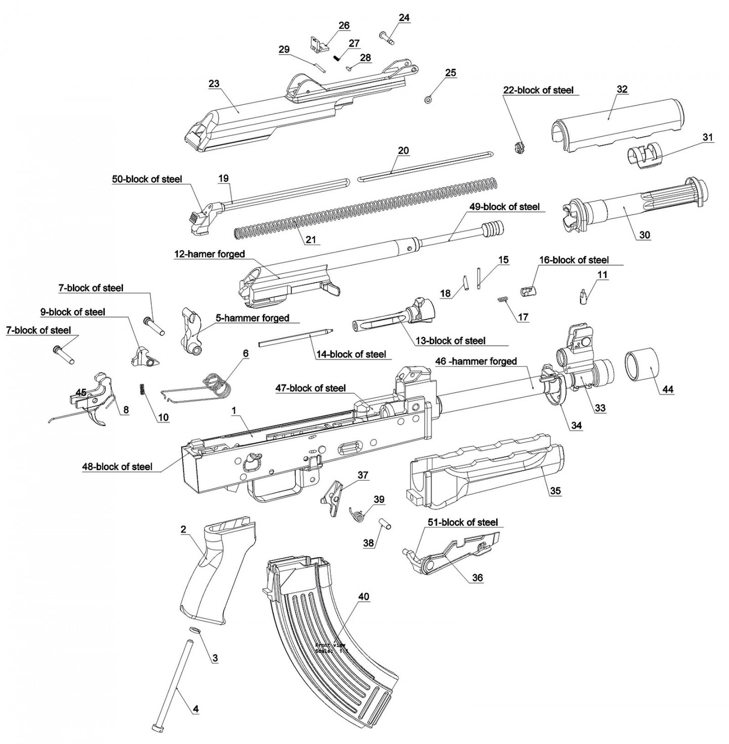 zpap 92 firearm exploded zoom in detail view