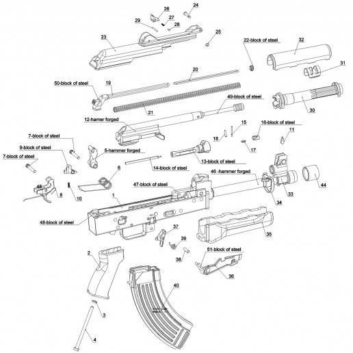 zpap 92 firearm exploded zoom in detail view