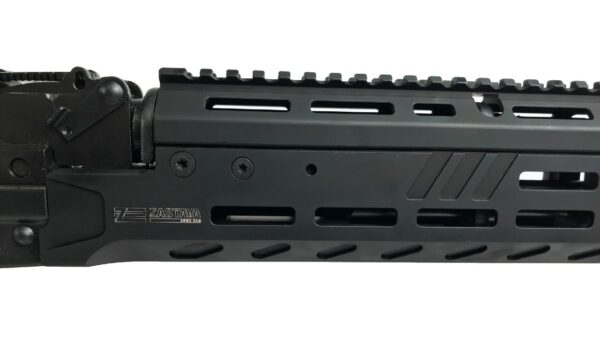 handguard close alt angle black Zastava logo detail
