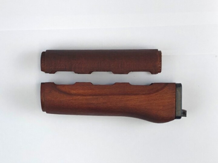 Serbian red stain handguard set ak pistol side