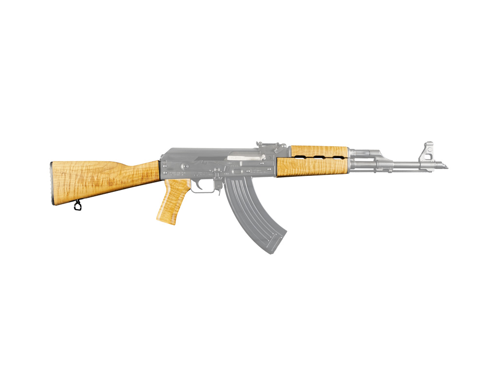 rifle ak m70 maple wood right view